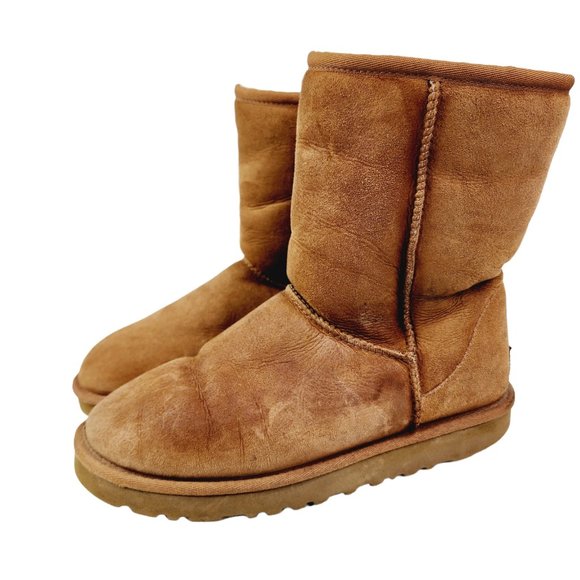 UGG Shoes - UGG Classic Short 5825 Brown Suede Fur Lined Women's Boots Size 7